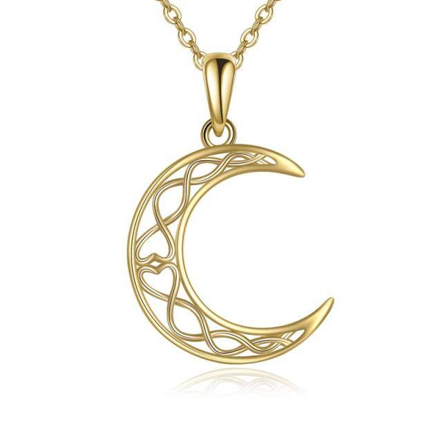 14K Gold Celtic Knot & Moon Pendant Necklace-1