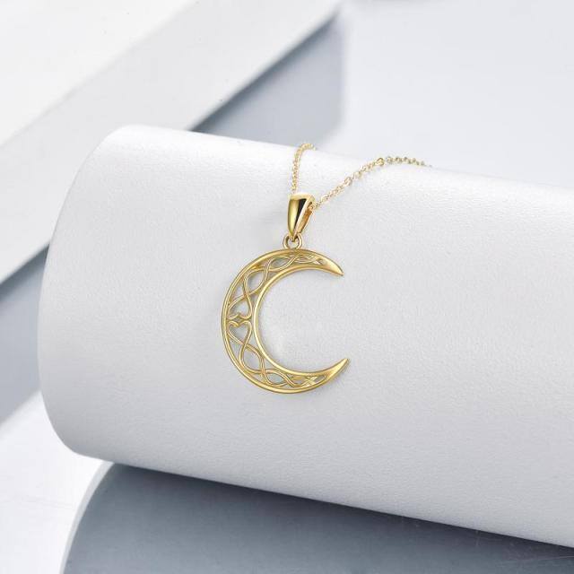 Collier nœud celtique et lune en or 14K-2