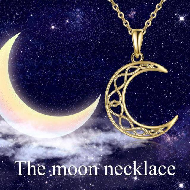 14K Gold Celtic Knot & Moon Pendant Necklace-4