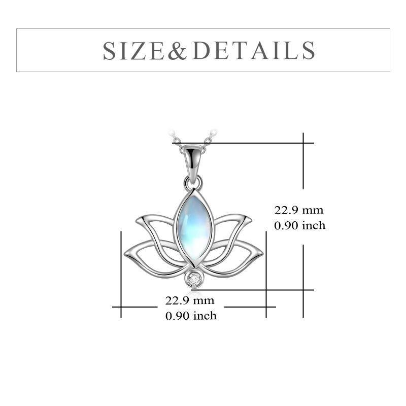 Collier en argent sterling avec pendentif Lotus en pierre de lune ovale-6