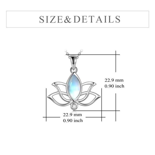 Sterling Silver Oval Moonstone Lotus Pendant Necklace-5