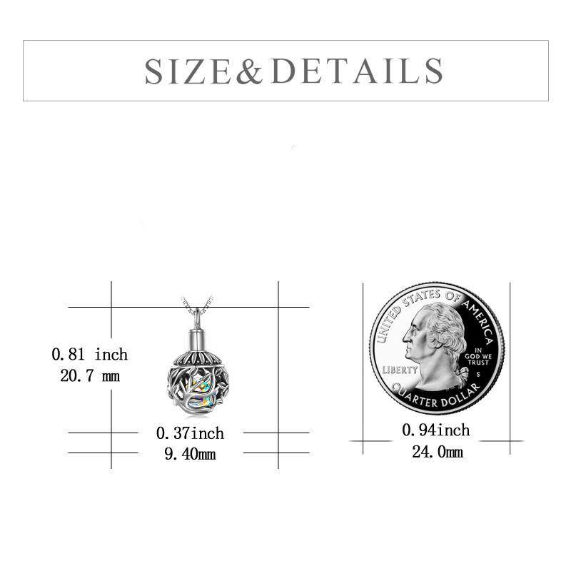 Sterling Silber rund geformt Kristall Baum des Lebens Ball Medaillon Urne Halskette für Asche-6