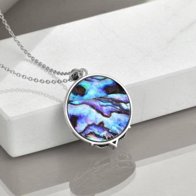 Sterling Silver Two-tone Abalone Shellfish & Cubic Zirconia Mermaid Pendant Necklace-4