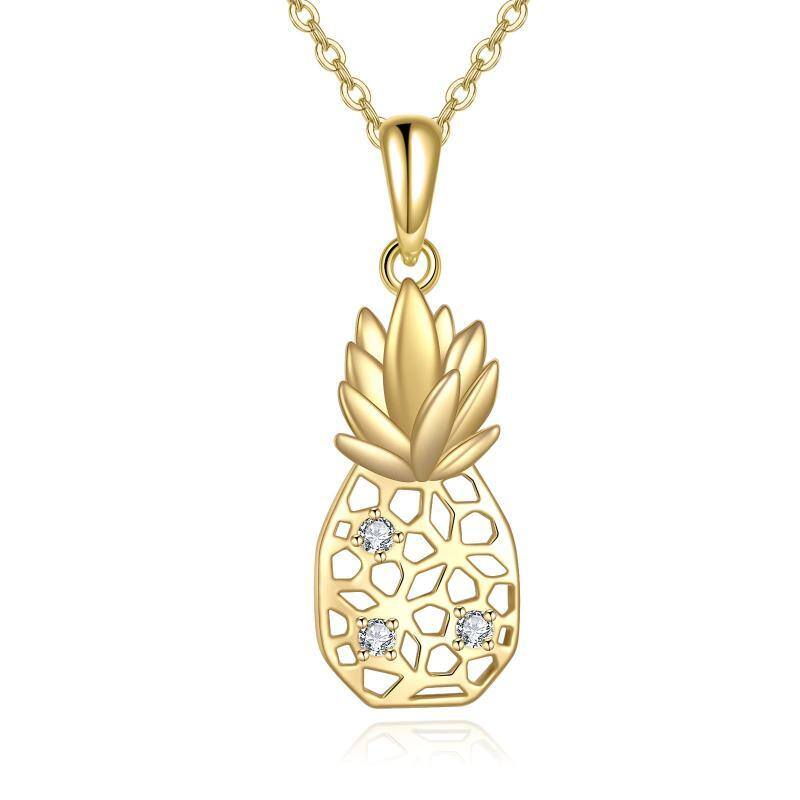 14K Gold Pineapple Pendant Necklace-1