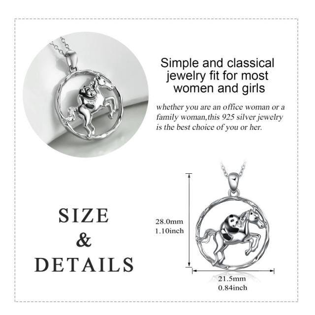Sterling Silver Horse & Panda Pendant Necklace-6