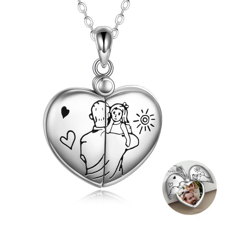 Sterling Silver Father & Daughter Pendant Necklace-1