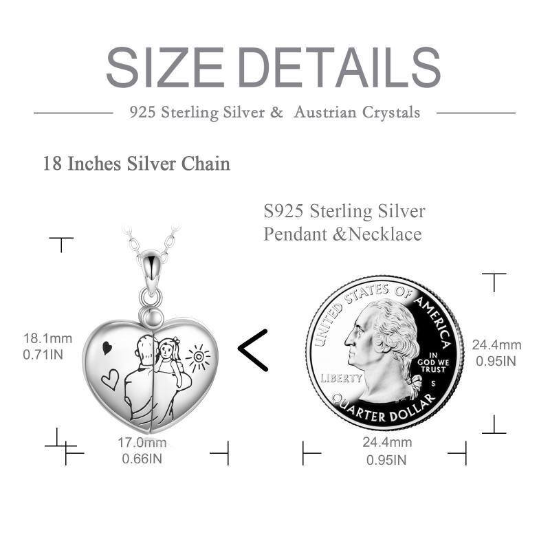 Sterling Silver Father & Daughter Pendant Necklace-7