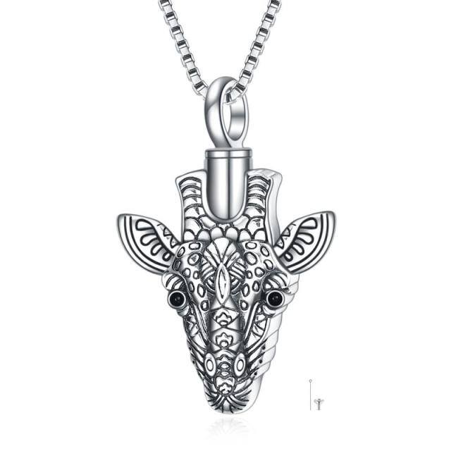 Collana d'argento con urna a forma di giraffa per le ceneri-1