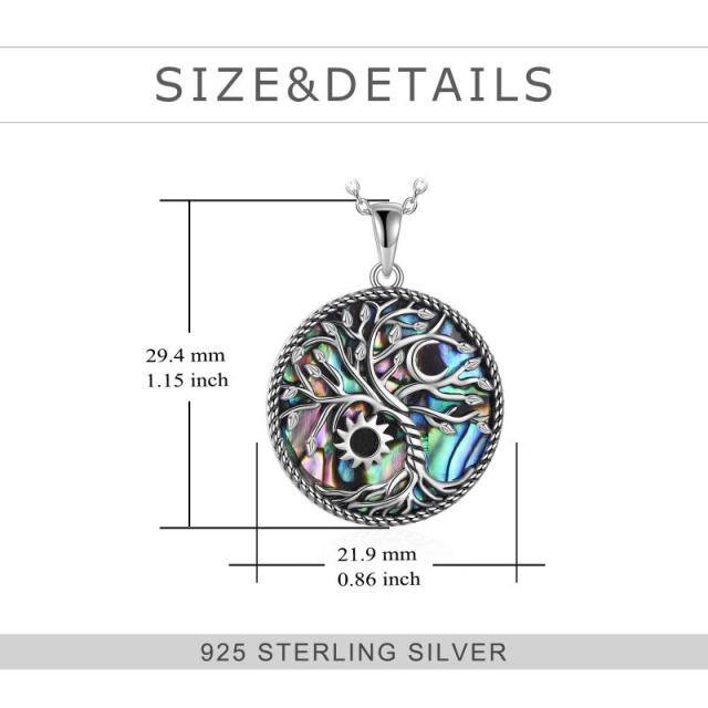 Collier en argent sterling avec pendentif Abalone Shellfish Tree Of Life & Moon & Sun-4