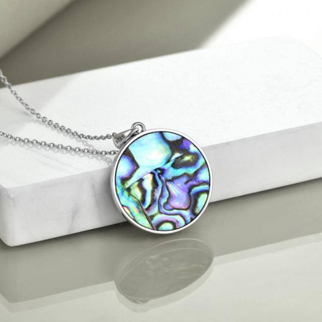 Sterling Silver Abalone Shellfish Tree Of Life & Moon & Sun Pendant Necklace-3