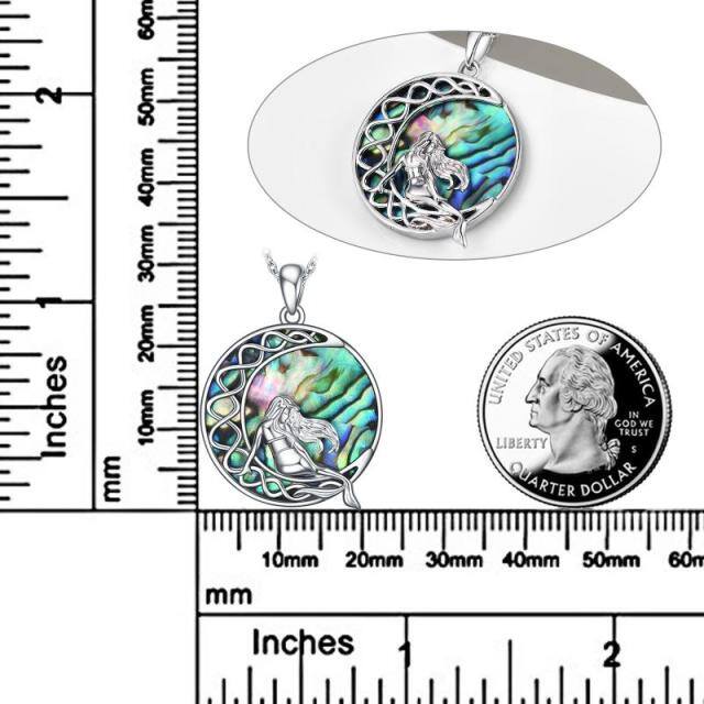 Sterling Silber Keltischer Knoten Meerjungfrau Mond Anhänger Halskette-4