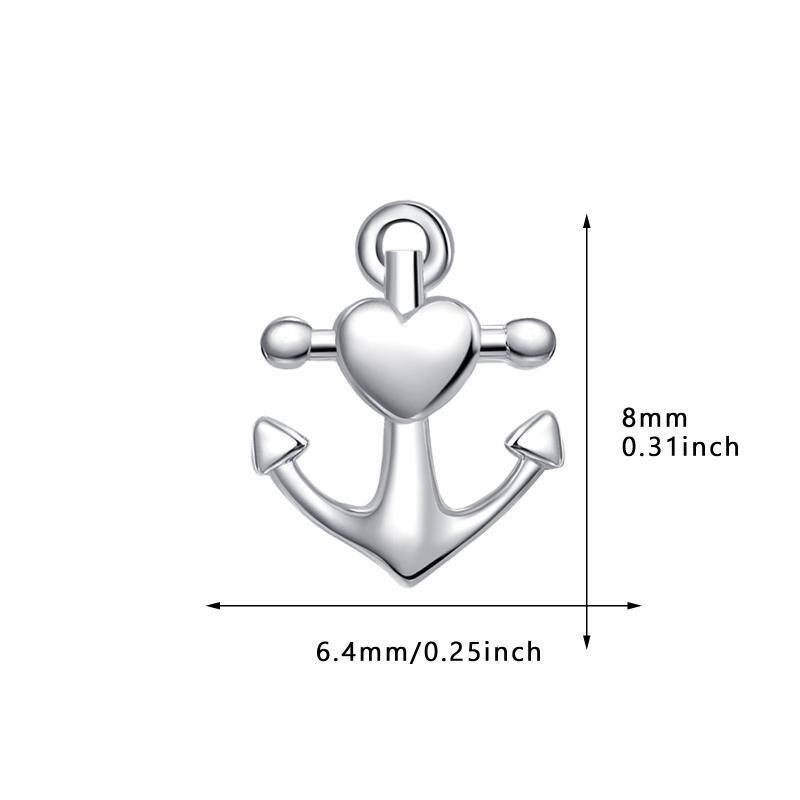 Sterling Silver Anchor Stud Earrings-5