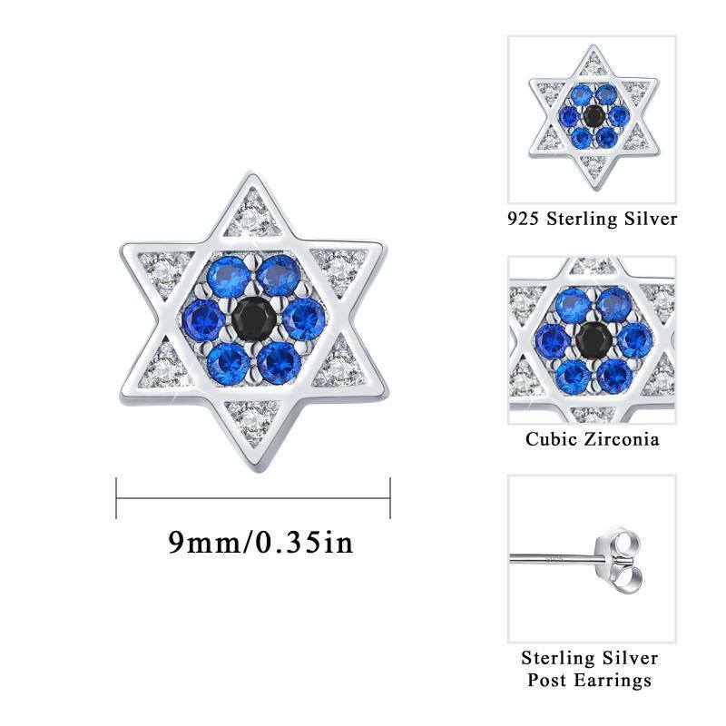 Sterling Silver Star Of David Stud Earrings-6