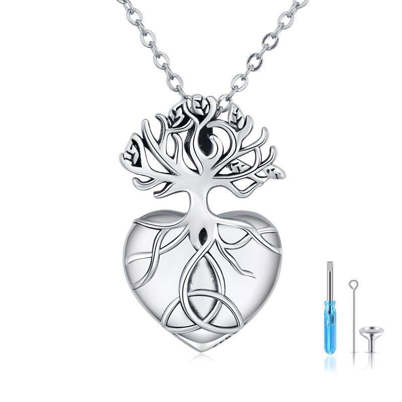 Sterling Silver Tree Of Life & Celtic Knot & Heart Urn Necklace for Ashes-1