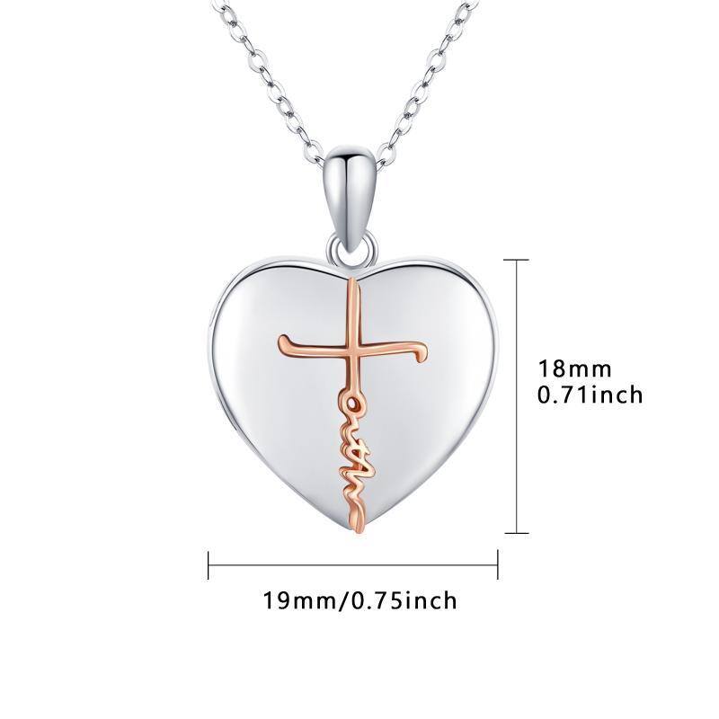Sterling Silver Heart Pendant Necklace with Engraved Word-5