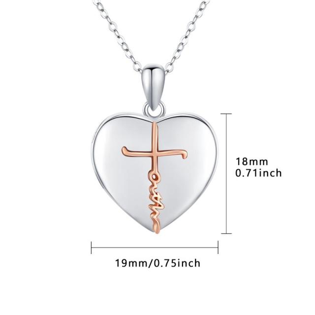 Sterling Silver Heart Pendant Necklace with Engraved Word-4