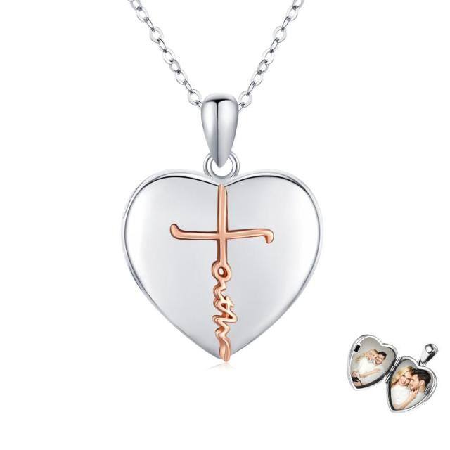 Sterling Silver Heart Pendant Necklace with Engraved Word-0