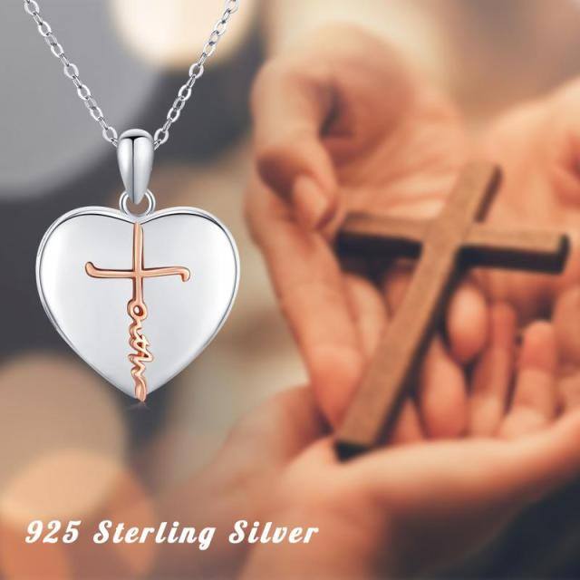 Sterling Silver Heart Pendant Necklace with Engraved Word-3