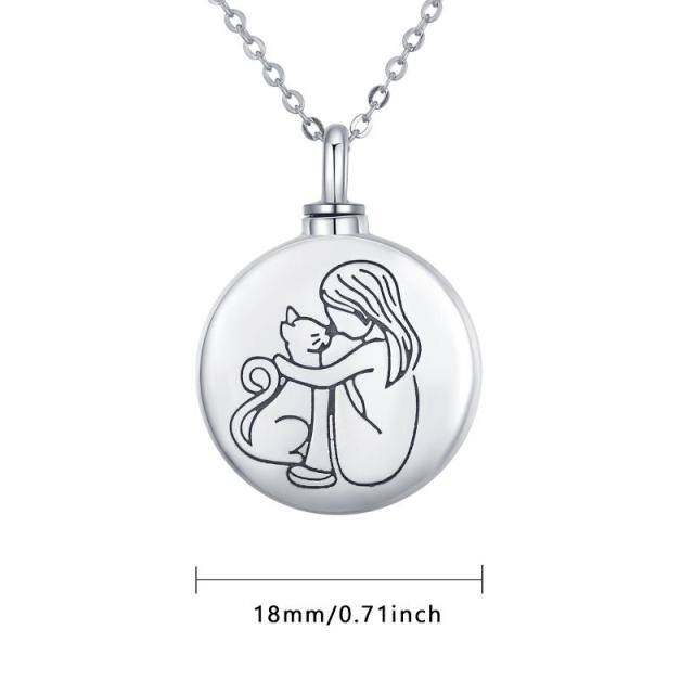 Sterling Silver Cat Urn Necklace for Ashes with Engraved Word-4