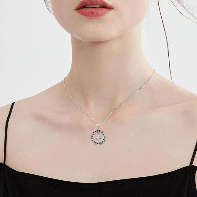 Collier en argent sterling avec pendentif étoiles en zircon cubique avec lettre initiale E-2