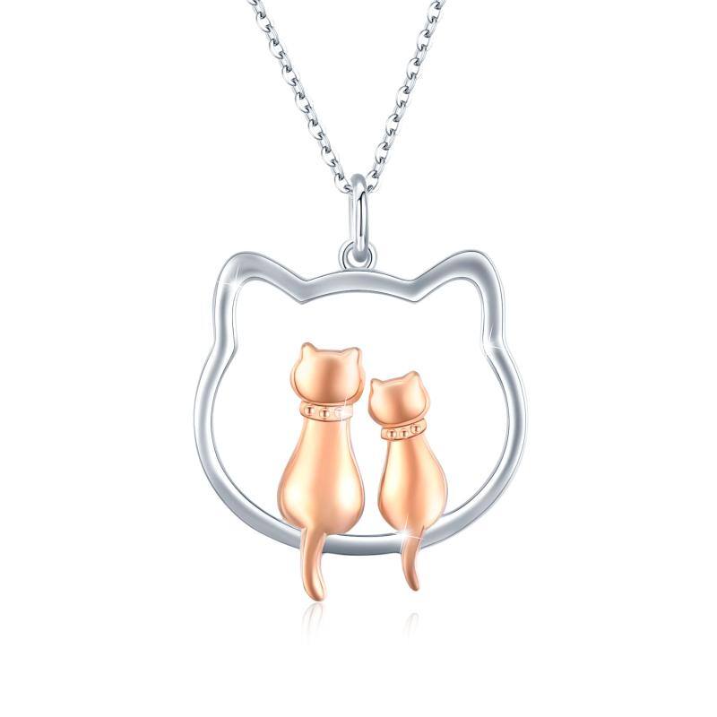 Two-tone Cat Pendant Necklace for Women Kids