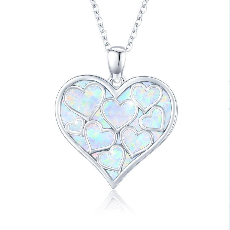 Collier en argent sterling avec pendentif en forme de coeur en opale-1