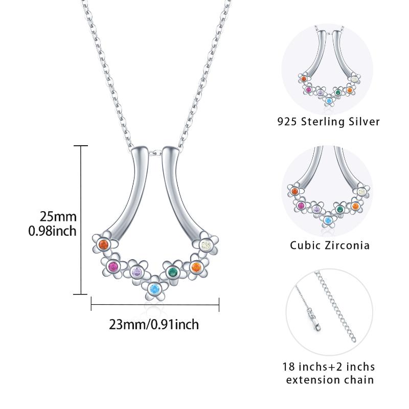 Sterling Silver Chakras & Flowers Ring Holder Necklace for Women-5