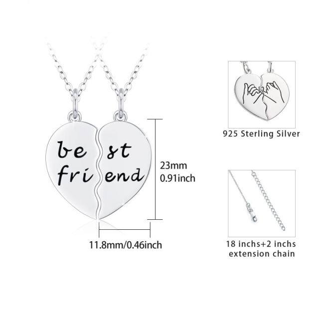 Collier pendentif coeur en argent sterling avec mot gravé-2