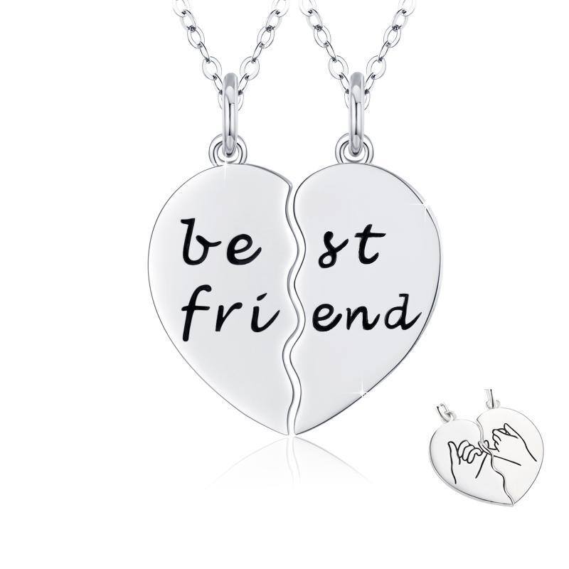 Sterling Silver Heart Pendant Necklace with Engraved Word-1