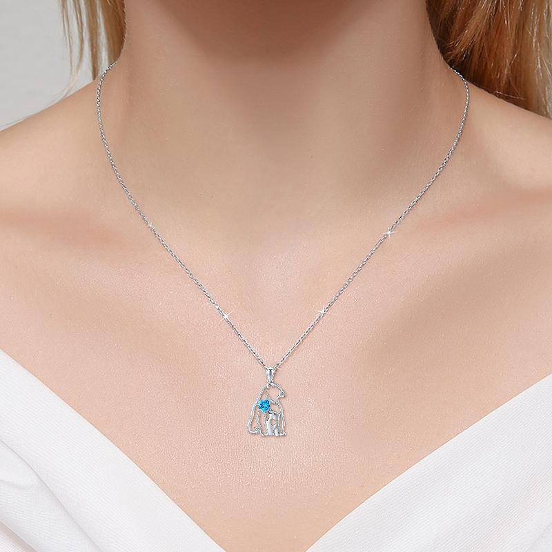 Sterling Silver Heart Shaped Crystal Polar Bear & Heart Pendant Necklace-3