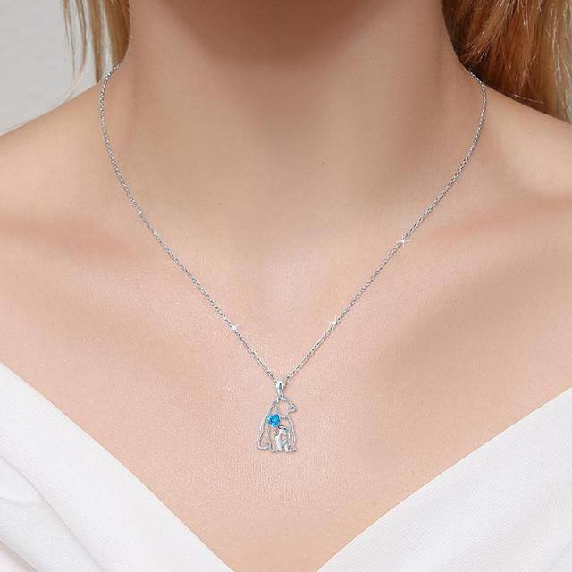 Collana con ciondolo a forma di cuore e orso polare in cristallo in argento sterling-3