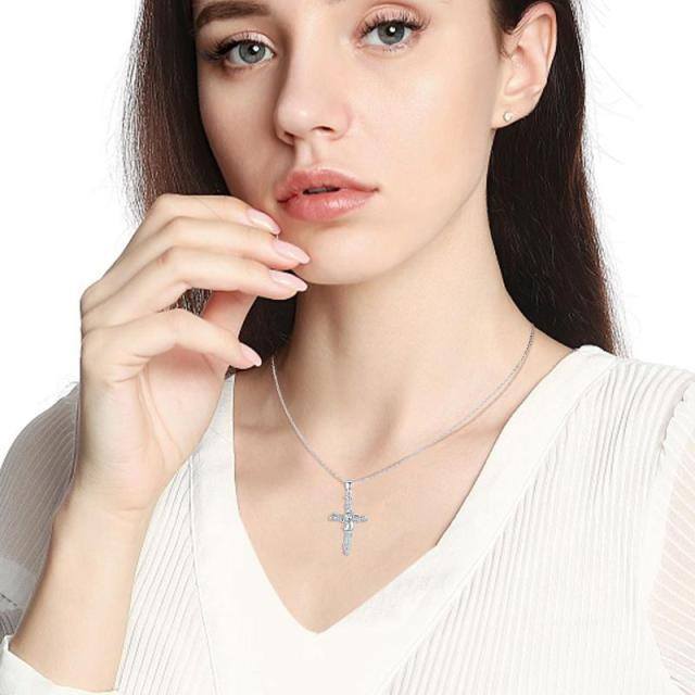 Sterling Silver Sloth & Cross Pendant Necklace-2