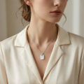 wholesale 925 Sterling Silver Elegant White Jade Pendant Necklace with Emerald and CZ Accents - JewelryODM-0-3