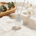 wholesale 925 Sterling Silver Butterfly Cubic Zirconia White Donut Pendant Necklace For Women-0-2