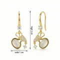 wholesale 925 Sterling Silver Gold Plated Bow Knot White Moonstone Cz Drop Earrings-0-3