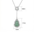 wholesale 925 Sterling Silver Exquisite Green Jade Gourd Pendant Necklace Featuring Shimmering Stones and Elegant Silver Chain - JewelryODM-0-2
