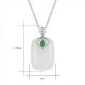wholesale 925 Sterling Silver Elegant White Jade Pendant Necklace with Emerald and CZ Accents - JewelryODM-0-2