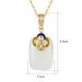 wholesale 925 Sterling Silver Elegant White Jade Pendant Necklace with Silver Ruyi and Coin Motif Enamel Detailing - JewelryODM-0-6