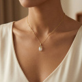 wholesale 925 Sterling Silver Elegant White Jade Pendant Necklace with Silver Ruyi and Coin Motif Enamel Detailing - JewelryODM-0-7
