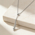 wholesale 925 Sterling Silver Beaded Ball Drop Lariat Necklace Adjustable Y Chain Necklace For Women-0-3