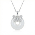 wholesale 925 Sterling Silver Butterfly Cubic Zirconia White Donut Pendant Necklace For Women-0-0