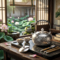 wholesale 999 Pure Silver Teapot Handcrafted Embossed Lotus Flower Tea Kettle-0-1