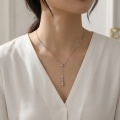 wholesale 925 Sterling Silver Beaded Ball Drop Lariat Necklace Adjustable Y Chain Necklace For Women-0-1