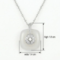 wholesale 925 Sterling Silver Elegant Square Frosted Gemstone Pendant Necklace with Pavé CZ Accents and Silver Chain - JewelryODM-0-3