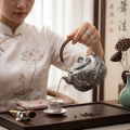 wholesale 999 Pure Silver Handcrafted Carp Lotus Embossed Rattan Handle Teapot-0-3
