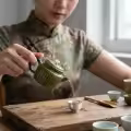 wholesale 925 Sterling Silver Vintage Forest Green Ribbed Ceramic Teapot with Dark Brown Handle and Pale Knob - Handicraft-0-3