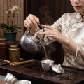 wholesale 999 Pure Silver Hammered Phoenix Engraved Vintage Teapot Kettle With Handle-0-2