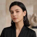 wholesale 925 Sterling Silver  Square Hoop Earring with Nested Design-0-4