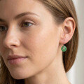 wholesale 925 Sterling Silver Elegant Jade Disc Earring with CZ-Set Leaf Pendant in Sterling -0-4