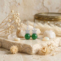 wholesale 925 Sterling Silver Drop Earrings Cubic Zirconia Star Green Jade Ball For Women-0-2